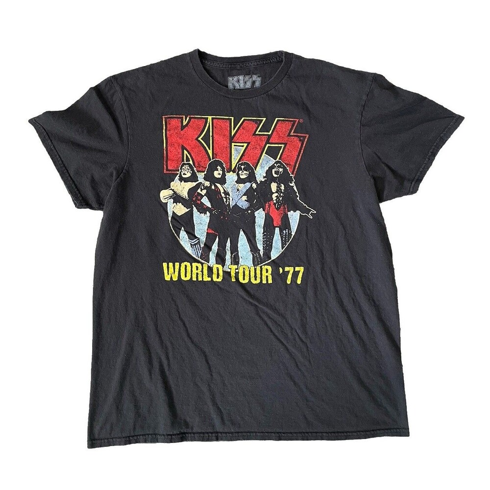 Kiss World Tour 77 Graphic T-Short Reproduction Adult Size Large